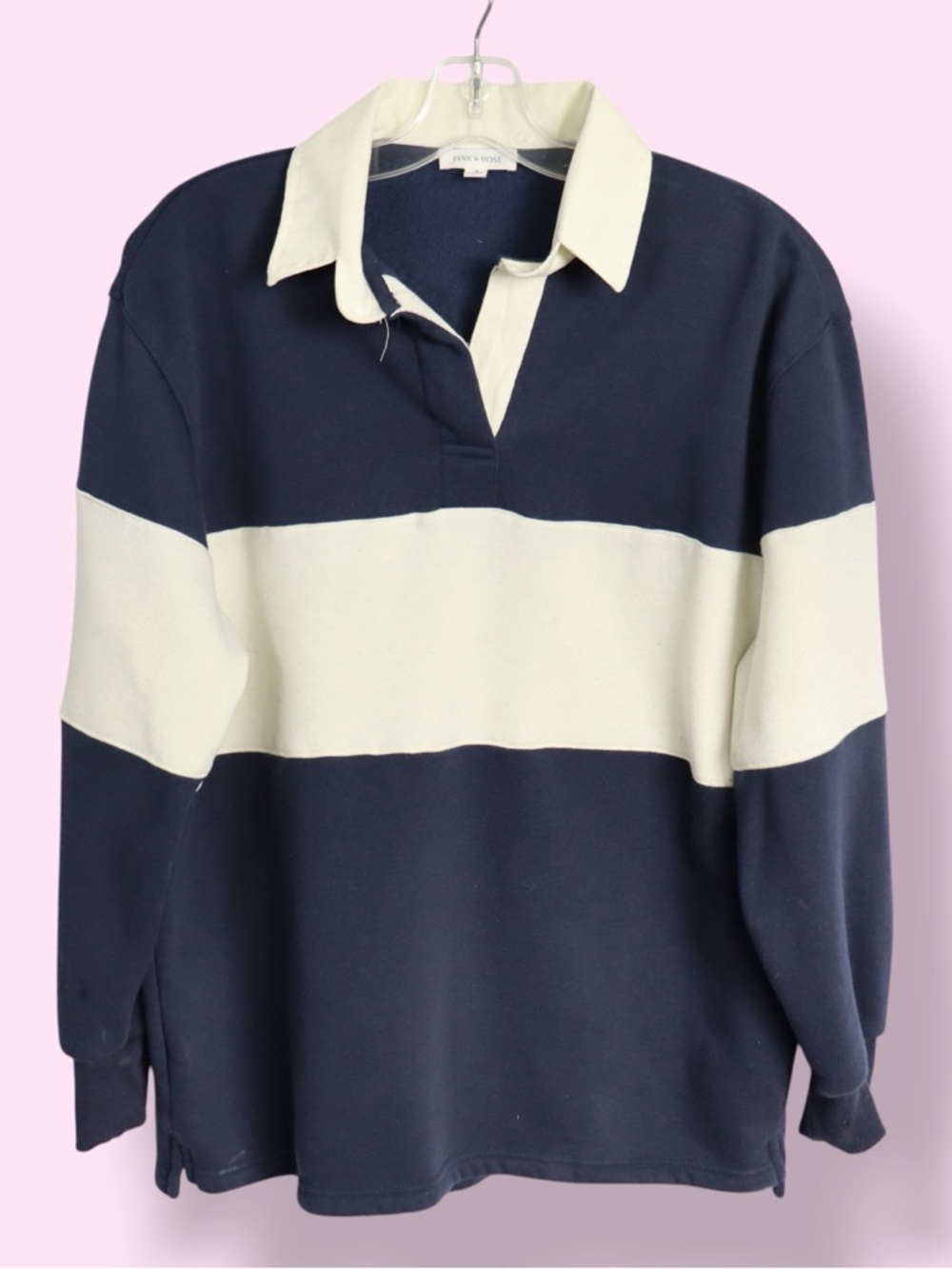 Pink Rose Top Size Small Long Sleeve Relaxed Fit Casual Blouse